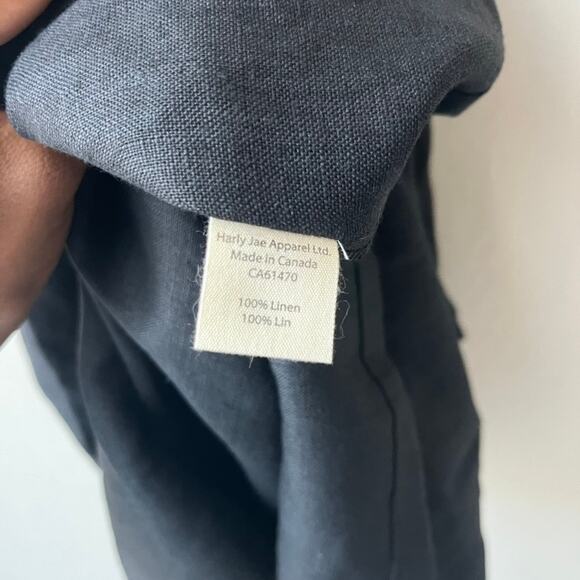 Harly Jae Dress Milos Black Linen Ruffled V-Neck Minimalist Maxi Dress Size L‎ - Picture 8 of 11